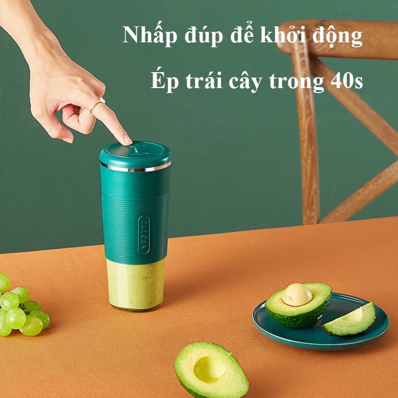 Máy xay sinh tố cầm tay JUICER dung tích 300ml pin 3000mah công suất 50W, Máy xay cầm tay mini đa năng