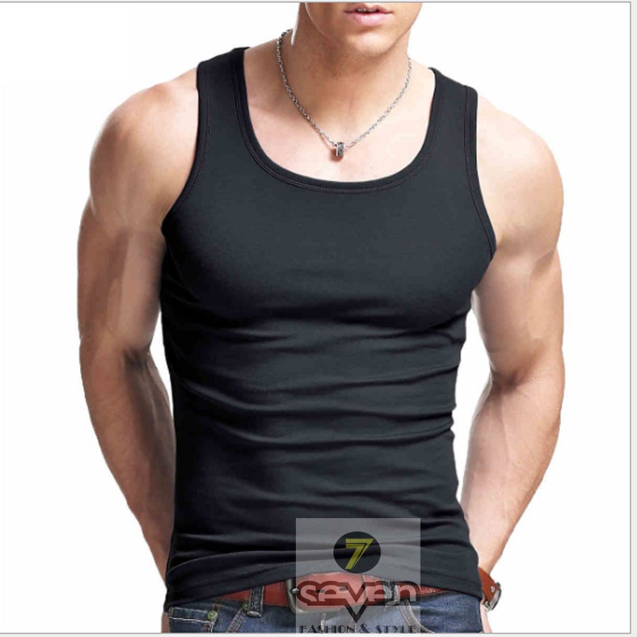 Áo ba lỗ nam cổ vuông, chất cotton mịn mát, mặc tập gym quá đẹp | BigBuy360 - bigbuy360.vn