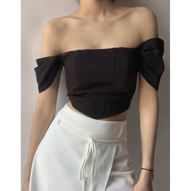 Áo croptop trễ vai dáng corset Annam Design