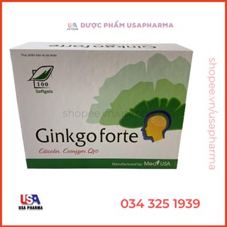 Bổ não Ginkgo Forte - Hỗ trợ tăng cường trí nhớ, bổ não, giảm đau đầu, mất ngủ - Hộp 100 viên