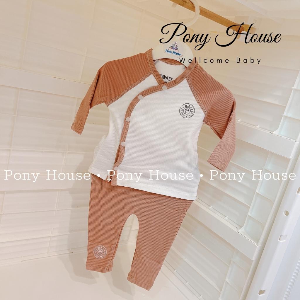 Bộ Sơ Sinh Cài Chéo Hrnee Len Tăm Dài Tay Nỉ Ấm Thu Đông Cho Bé (0-3M Đến 6-9M)