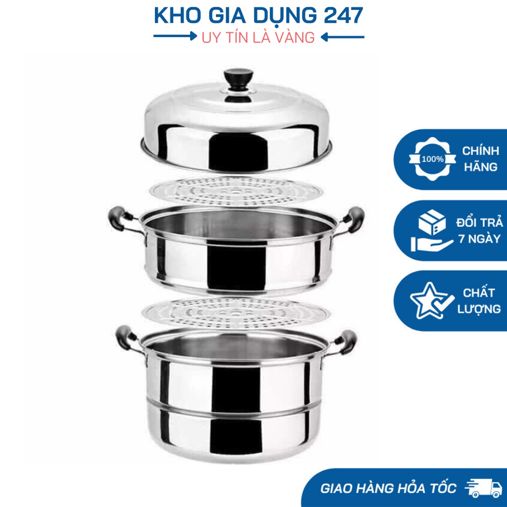 Nồi Hấp Inox 3 Tầng Đa Năng, Dùng Được Cho Cả Bếp Gas Và Bếp Từ - Giúp Cho Việc Nấu Ăn Dễ Dàng Hơn