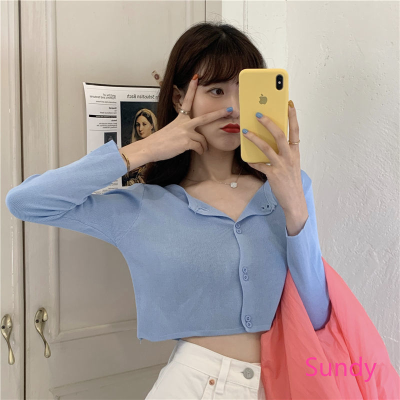 Áo Cardigan Dệt Kim Tay Dài Chống Nắng Thời Trang Mùa Hè Dành Cho Nữ