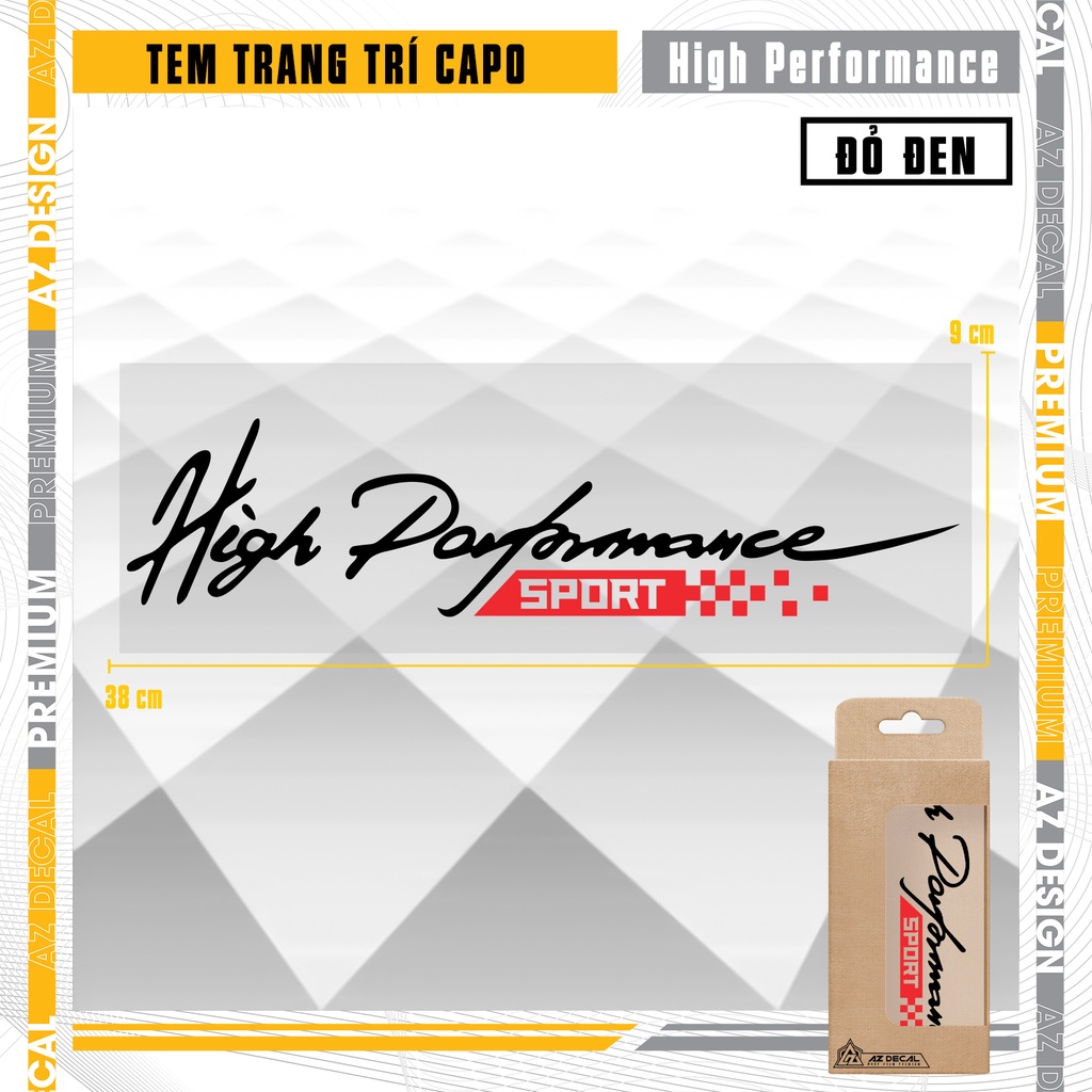 Tem Dán Capo Xe Hơi Chủ Đề Hight Mperformance | CP11 | Decal Trang Trí Ô Tô In Nổi Độ Bền Cao, Dễ Sử Dụng