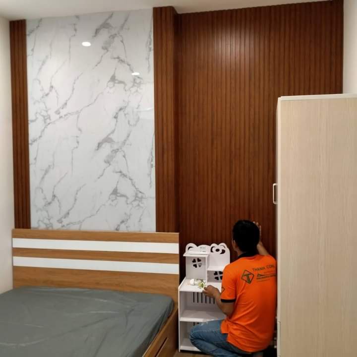 Tấm ốp tường, tấm ốp lam sóng, tâm lam gỗ nhựa conposite, Tấm vân đá giả xi mang tấm nhựa pvc giả gỗ Hàng Dài 1,45 mét