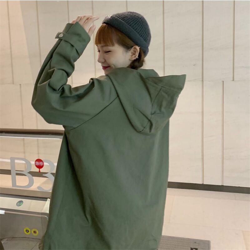 【ZHELIHANGFEI】Áo Hoodie Tay Dài Dáng Rộng Phong Cách Preppy