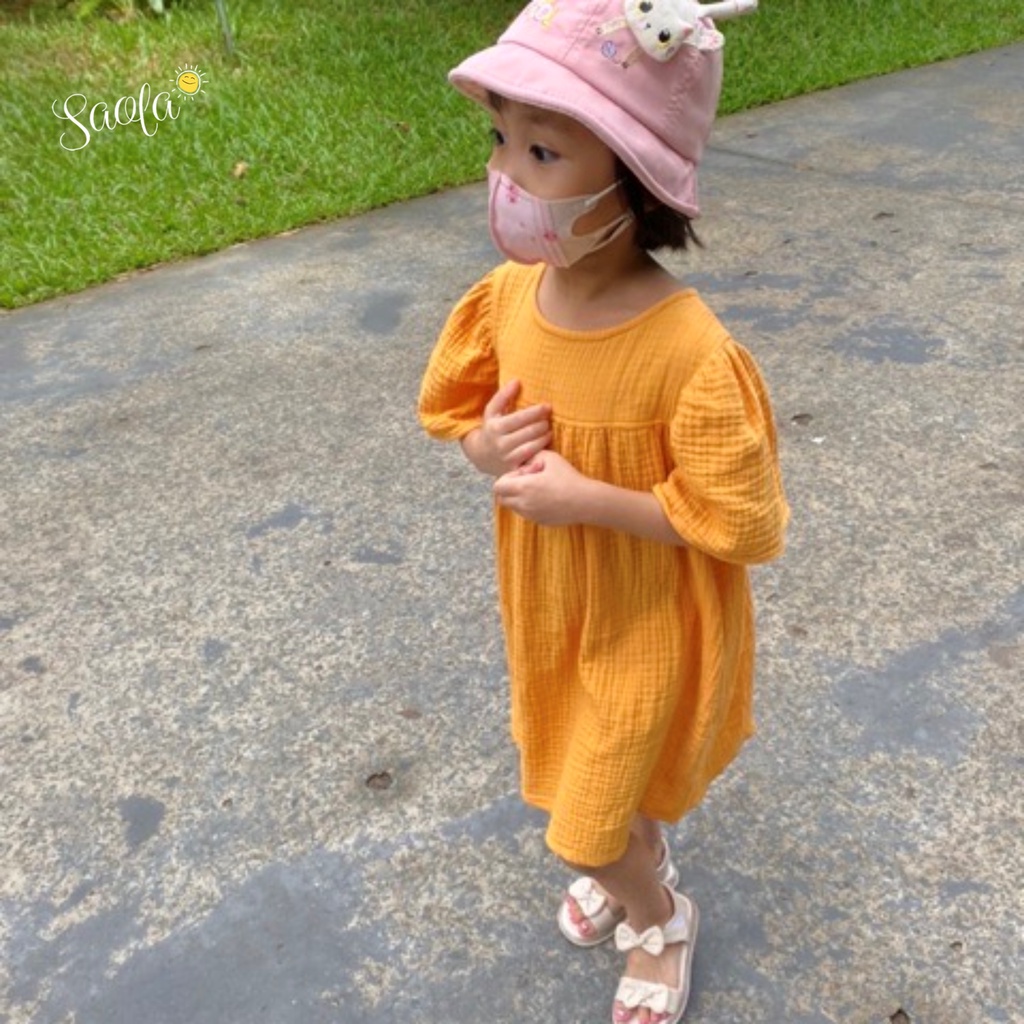 Váy Bé Gái Tay Cánh Tiên Dễ Thương Chất Liệu Muslin Thoáng Mát - SAOLA KIDS CLOTHING - FAYE DRESS - DRM004