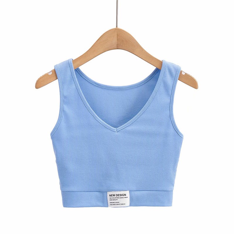 Áo Ba Lỗ Không Tay Cổ V Cổ Tim Dáng Bo Croptop Tag NEW DESIGN Chât Thun Tăm Cao Cấp Sugal TOP NU 030V2