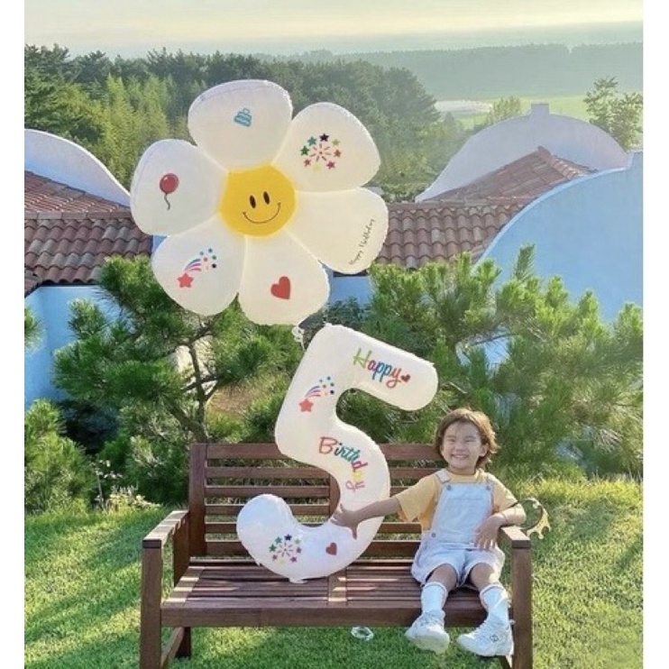 Bóng số tuổi màu trắng size đại 70cm trang trí sinh nhật phong cách Hàn Quốc