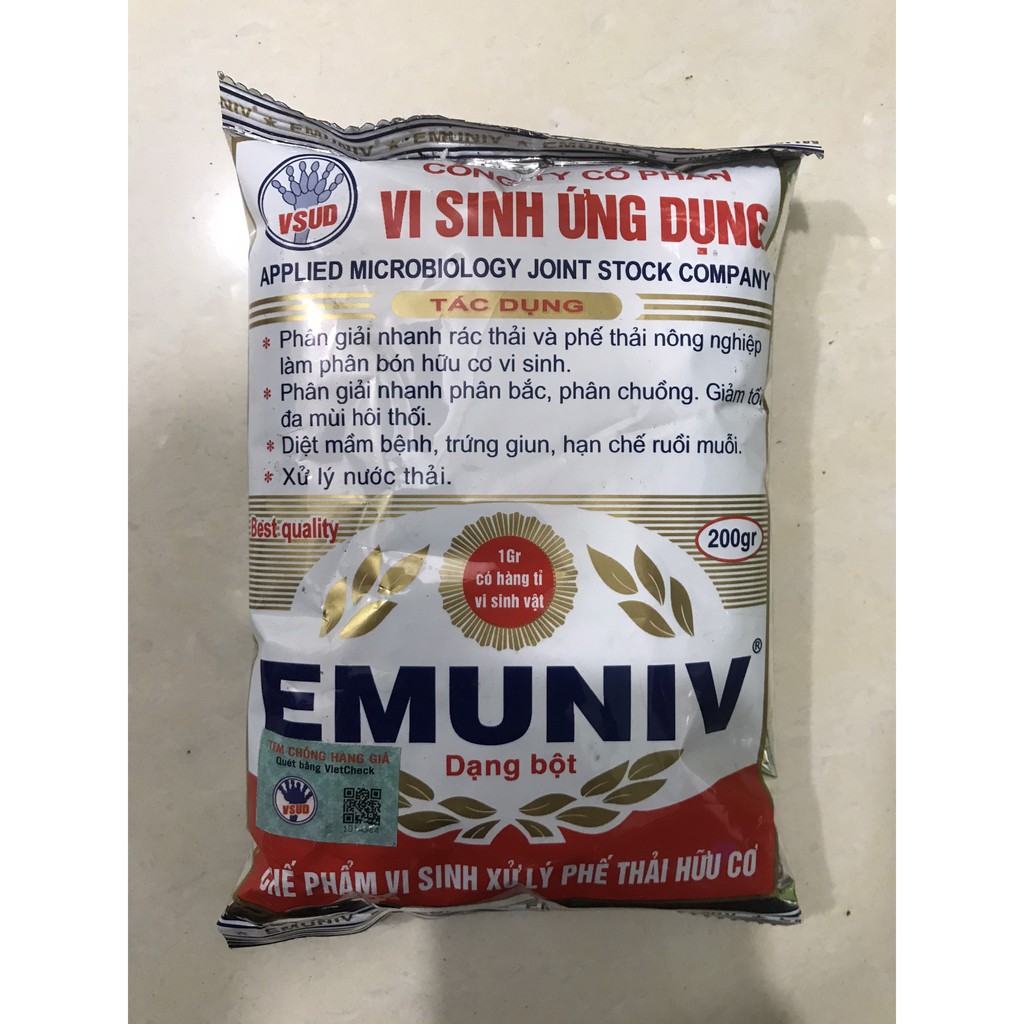 CHẾ PHẨM VI SINH XỬ LÝ PHẾ THẢI HỮU CƠ EMUNIV (200gr dạng bột)