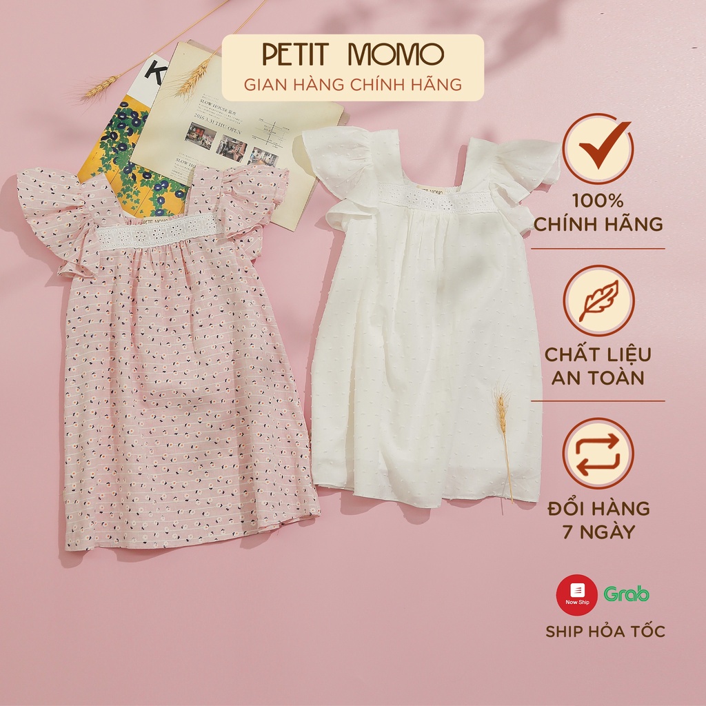 Váy Bé Gái 11- 25kg PETIT MOMO Họa Tiết Hoa Nhí, Bèo Tay Dáng Xòe Chất Liệu Thô Cao Cấp - H134