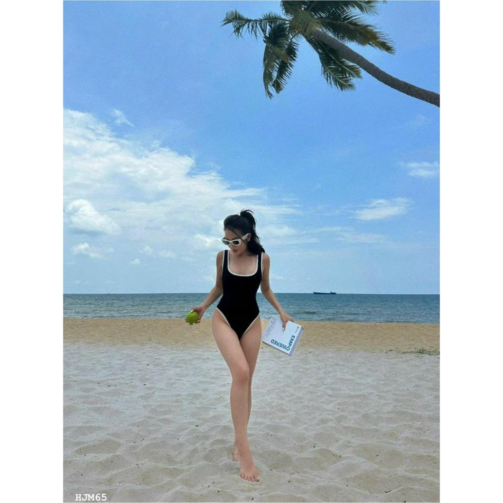 Đồ bơi liền Jumpsuit Thun Lạnh cao cấp viền trắng đi biển 2023