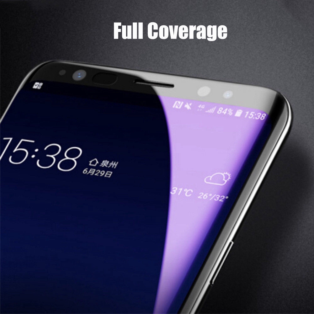 Samsung Galaxy S8 S9 Plus Note 9 8 6D Full Curved Anti Blue-Ray Tempered Glass Screen Protector