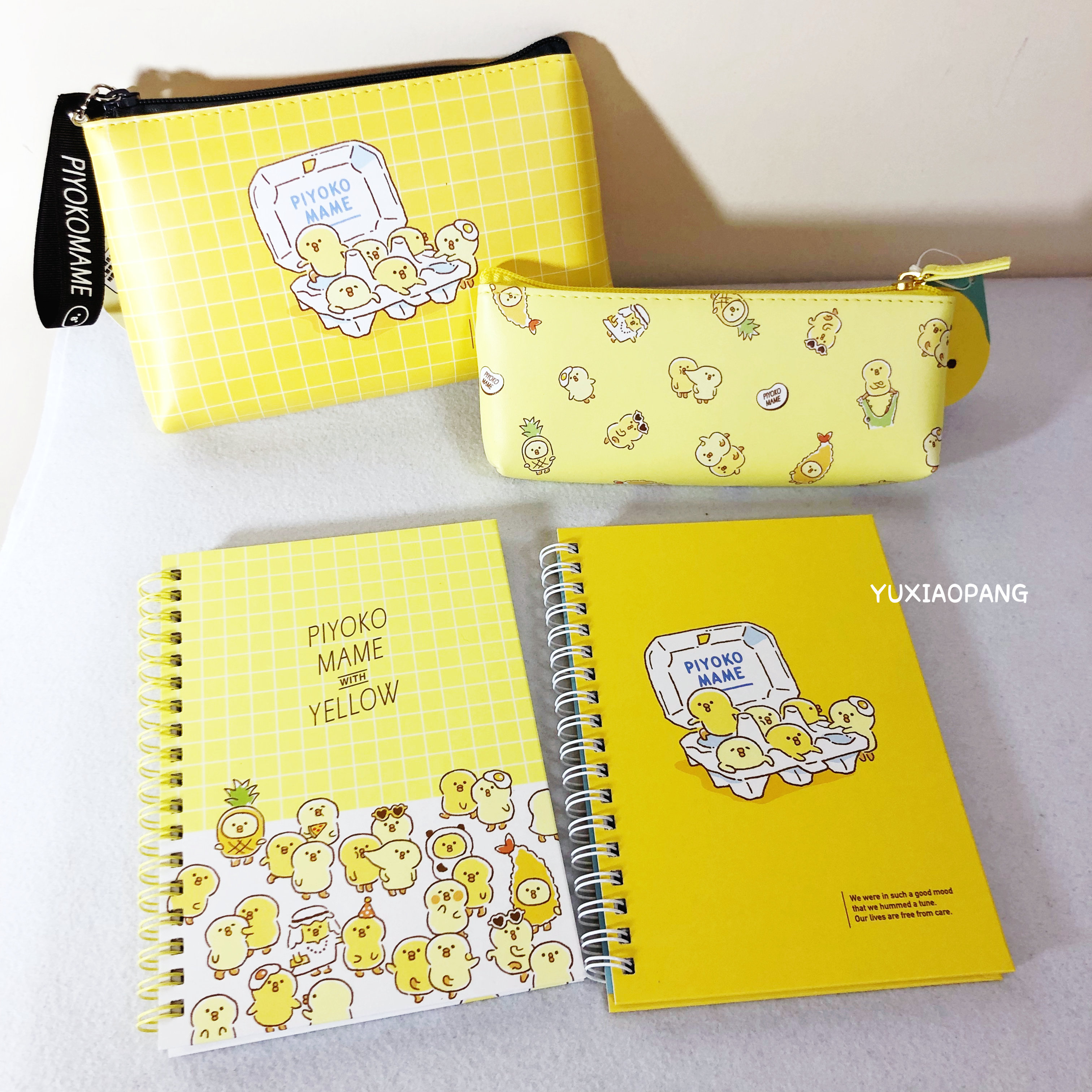 Cute little bean chicken limited Japan MIND WAVE limited edition PU leather pencil case stationery bag coil notebook