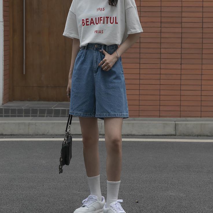 Quần Short Denim Lưng Cao Phong Cách Hàn Quốc Thời Trang Mùa Hè Cho Nữ