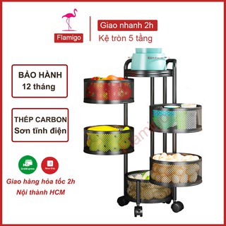 TẶNG QUÀ XỊN] Kệ tròn xoay đa năng VIFIBA, kệ đựng đồ dùng nhà bếp có bánh xe xoay 360 độ, giá để đồ thông minh tiện dụn