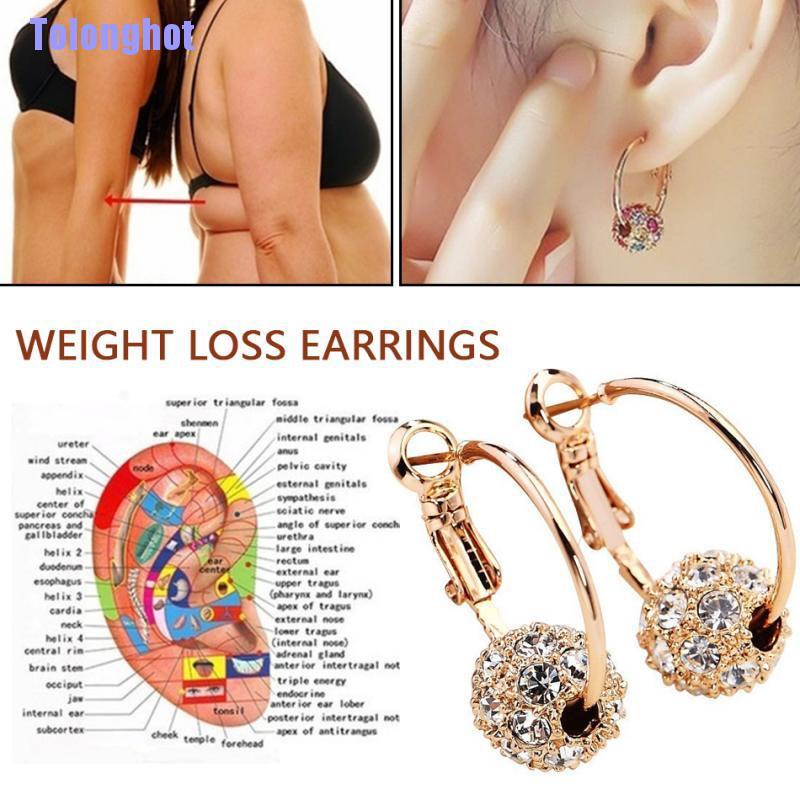 Tolonghot> 1Pair Magnetic Slimming Earrings Lose Weight Massage Slim Ear Stud Patch Jewelry