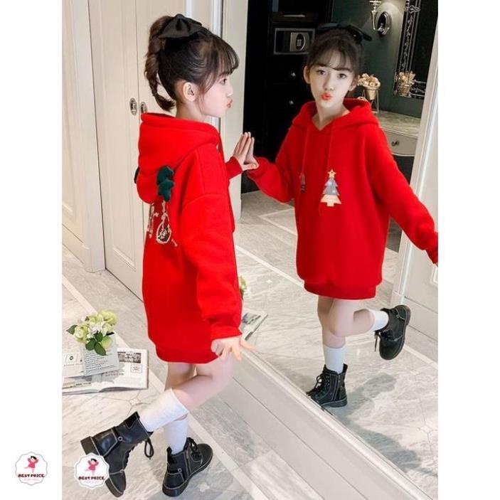 Áo hoodie noel lót nỉ  bé gái 7 8 9 10 11 12 tuổi☑️ áo hoodie dài tay form rộng size đại 30kg 35kg 40kg