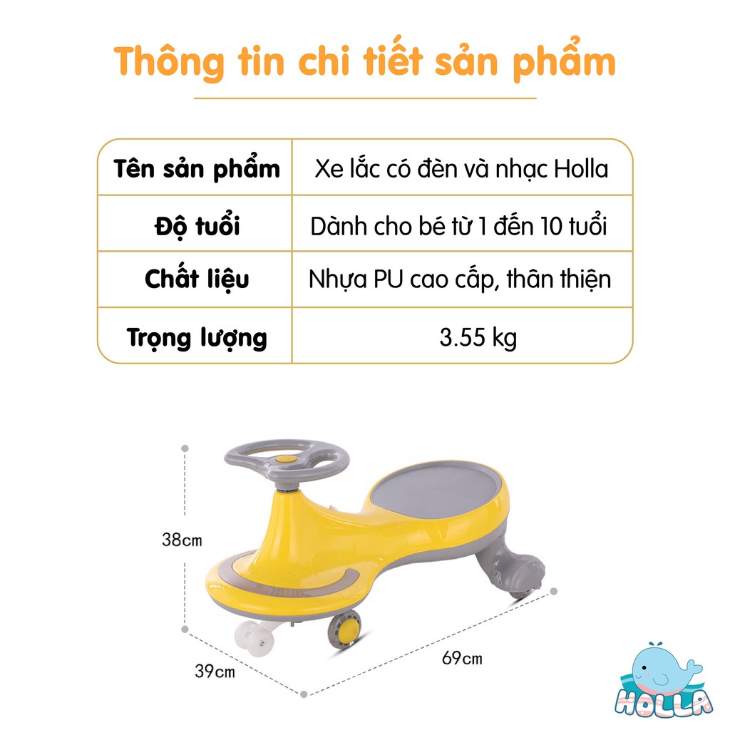 [Hàng sẵn giao ngay] XE LẮC CHÒI CHÂN HOLLA CHO BÉ CÓ ĐÈN, NHẠC GIÚP BÉ VẬN ĐỘNG