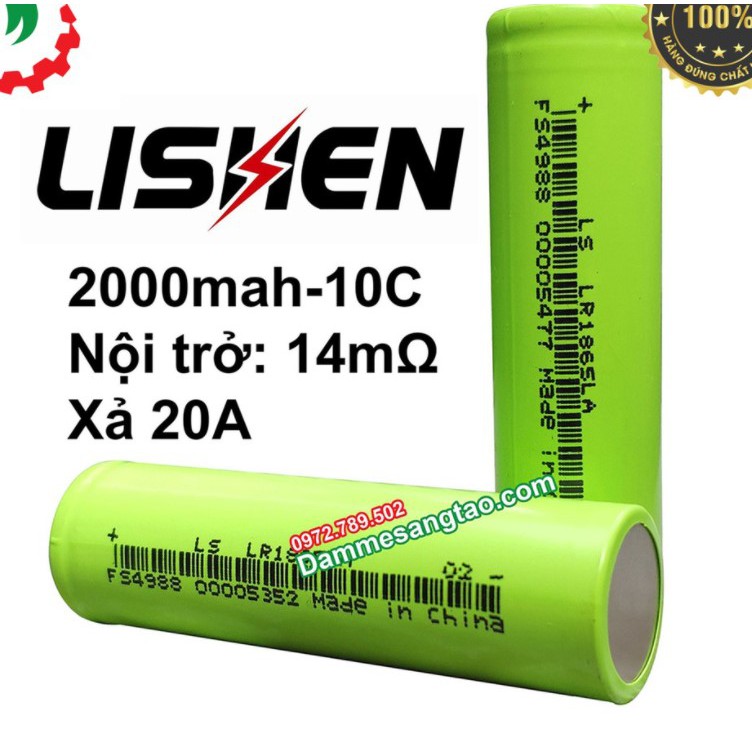 Cell pin 18650 lishen xanh 2100mah 10c, dòng xả cao, pin máy khoan (hàng mới)