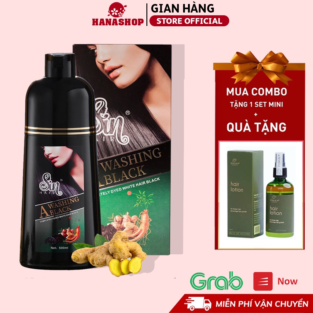 Dầu Gội Phủ Bạc SIN HAIR Nhật Bản Chính Hãng 500ML - Thảo Dược Nhuộm Đen Tóc Nâu Tóc Nhân Sâm Nhật Bản