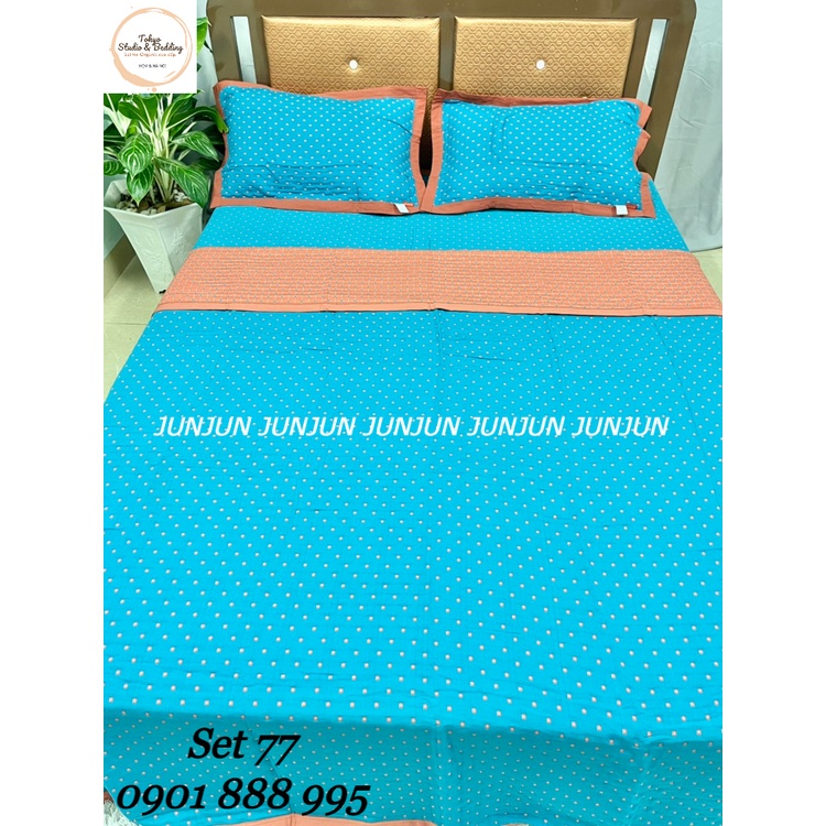 N31_SET Chăn Ga Gối vải Xô Organic sợi đậu nành dòng cao cấp