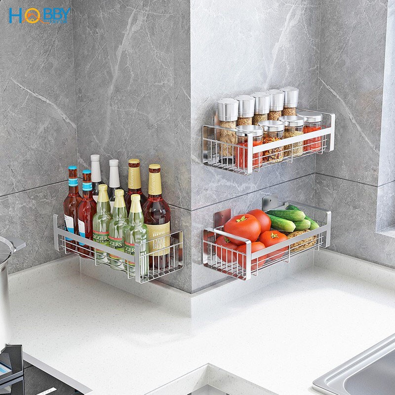 Kệ đựng gia vị Inox 304 HOBBY GV2 dán tường gạch men - 2 kích thước - kèm keo dán và miếng dán | BigBuy360 - bigbuy360.vn