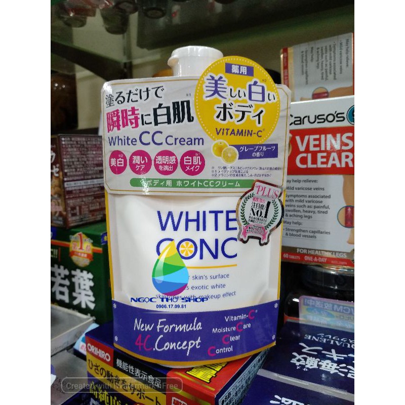 ( auth) Kem Dưỡng Thể Trắng Da White Conc White CC Cream 200g