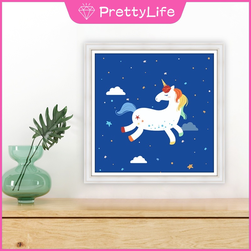 Bộ Tranh Đính Đá 5D Tự Làm Hình Kỳ Lân Và Cầu Vồng Kích Thước 30x30cm / 40x40cm / 50x50cm