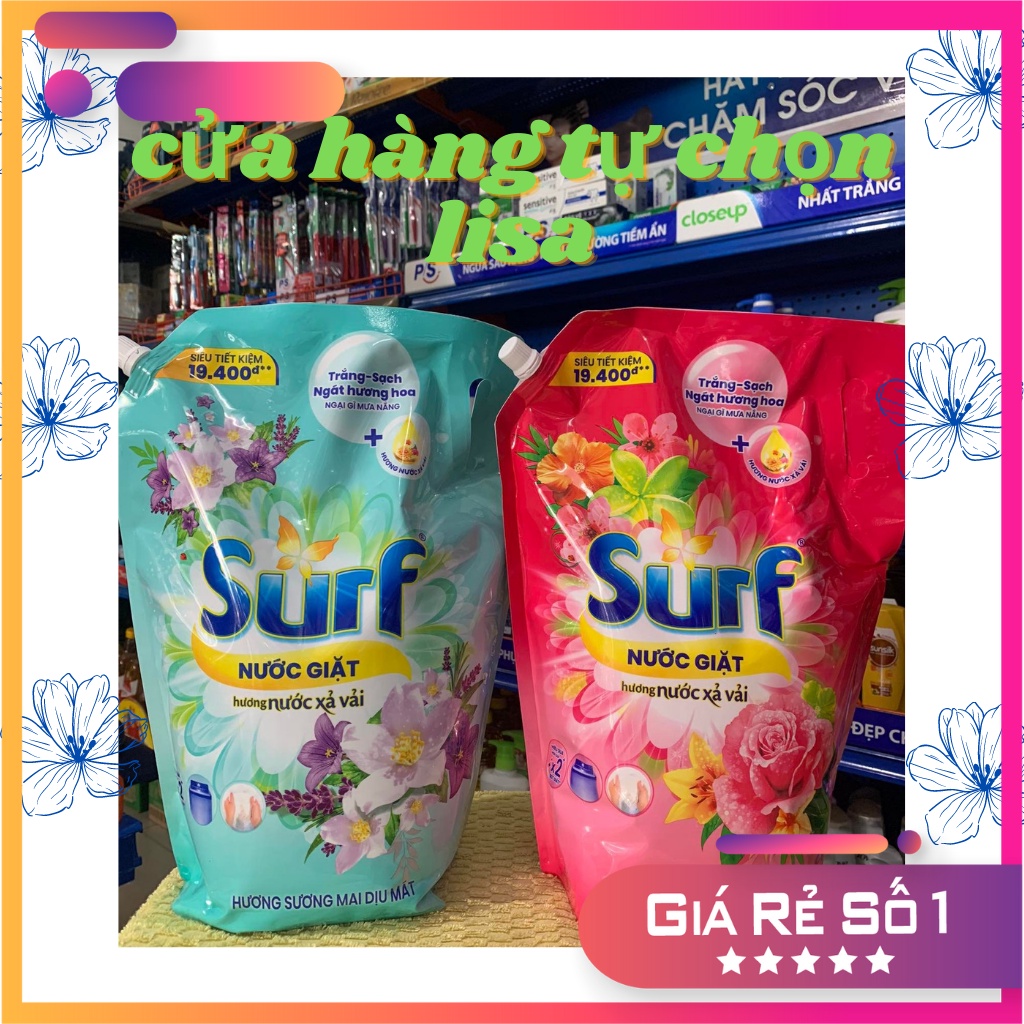 Nước giặt Surf hương sương mai dịu mát / hương cỏ hoa diệu kỳ túi 3.5kg