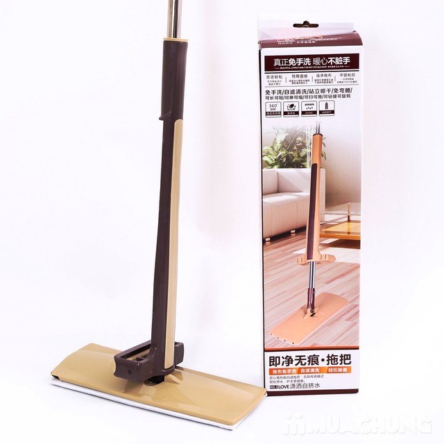 Bộ chổi lau nhà tự vắt xoay 360o cỡ đại, Cây lau nhà tự vắt thông minh