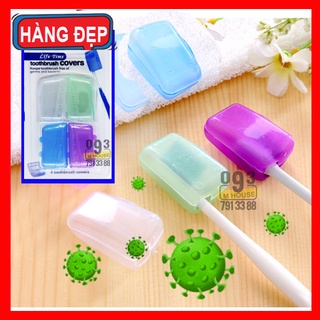 Combo 4 Bọc bàn chải, Hộp bọc đầu bản chải, Dụng cụ bịt đầu bàn chải răng chống khuẩn