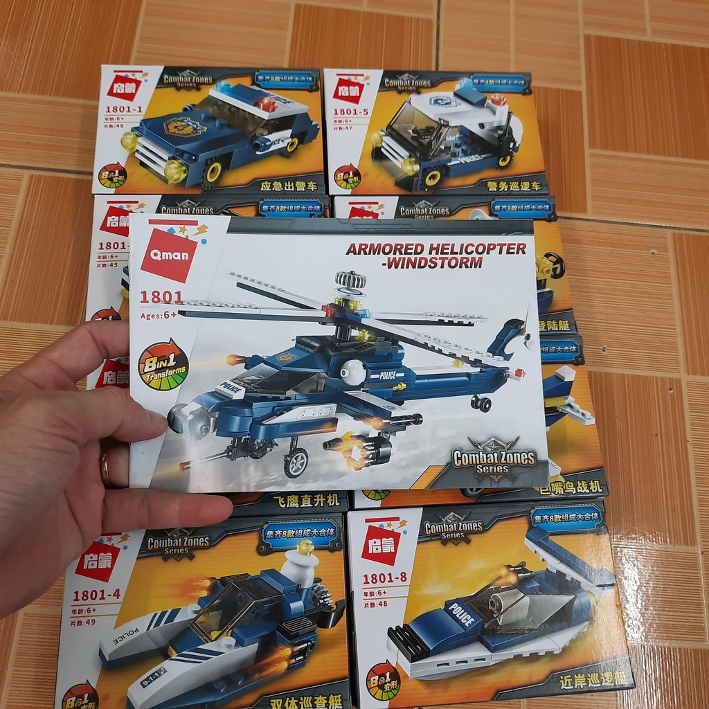 Bộ lắp ghép lego mô hình máy bay trực thăng 8 trong 1 Enlighten đồ chơi trẻ em
