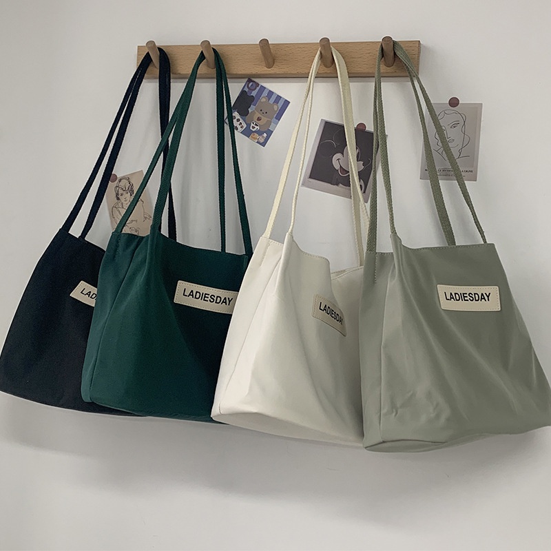 Túi Đeo Vai Bằng Vải Canvas Chống Thấm Nước Thiết Kế Đơn Giản Phong Cách Harajuku Thời Trang Cho Nữ