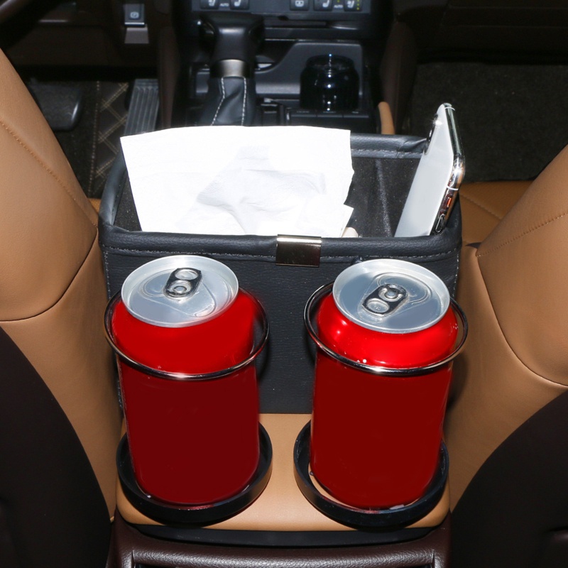 Khay Đựng Cốc Nước Gắn Tay Vịn Xe Hơi Màu Đen / Be Tiện Dụng