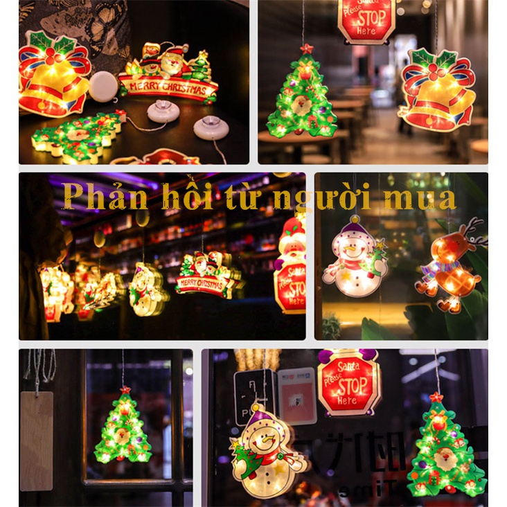 【FLASH SALE] Đèn LED nhiều mẫu NOEL GIÁNG SINH  Sử Dụng PIN Có Nút Hít Mặt Kính trang trí DECOR dịp LỄ TẾT MOXI.