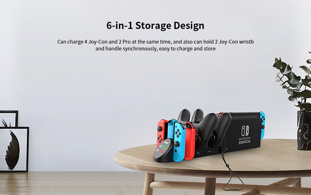 iPega PG 9187 đế sạc đa năng cho máy Nintendo Switch 6in1 có đèn báo led, sạc joycon, tay cầm pro