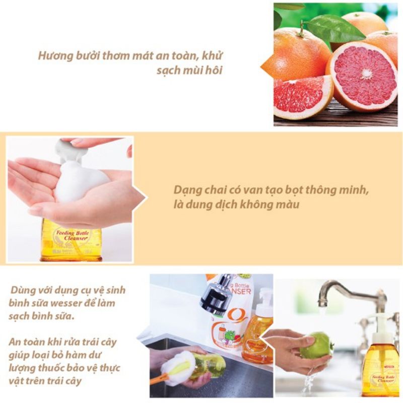 Nước rửa bình sữa Wesser túi 500ml mẫu mới
