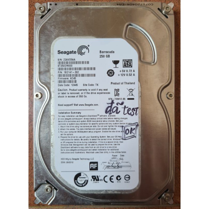 SEAGATE BARRACUDA 250GB 3.5"  USED