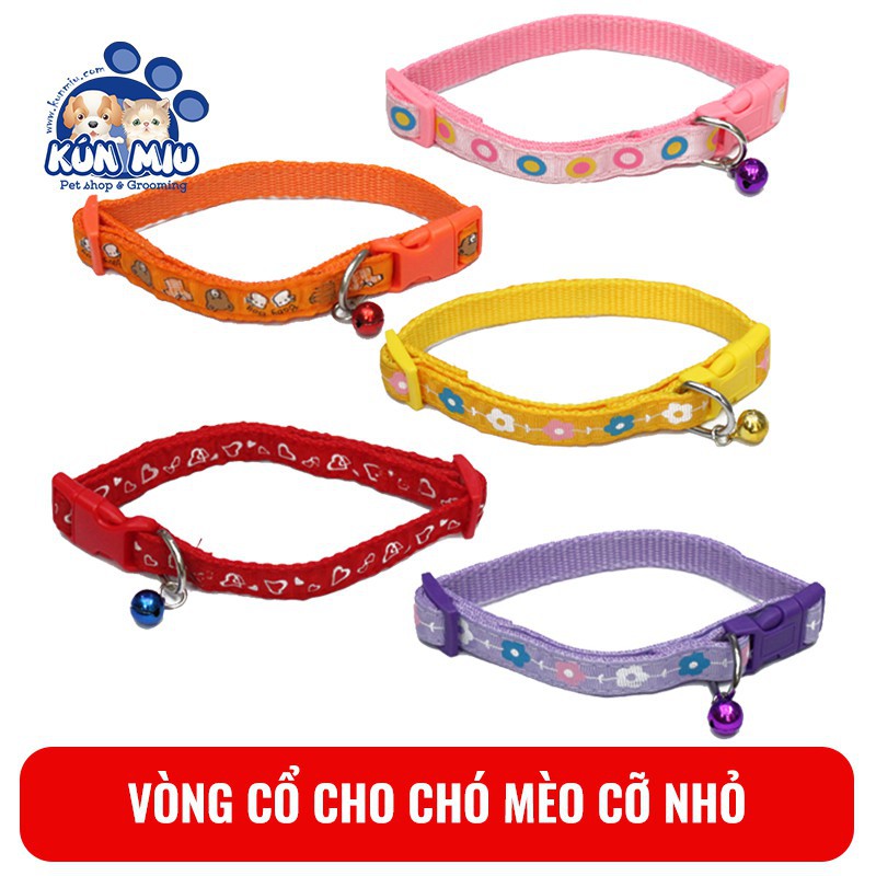 Vòng cổ chuông cho chó mèo Kún Miu độ rộng 1.5cm nhiều họa tiết