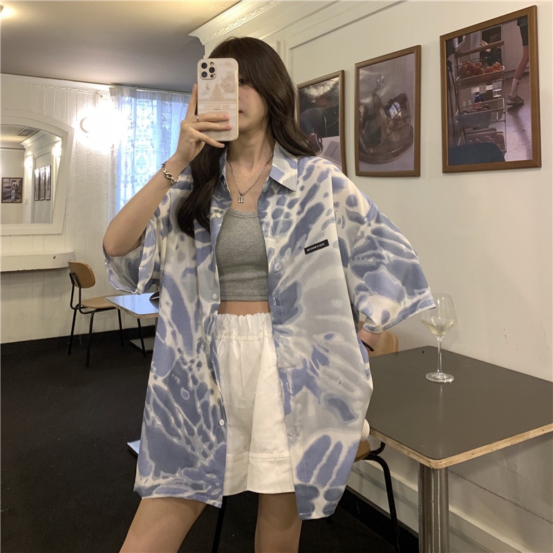 NRVP Áo Sơ Mi Dáng Rộng Thời Trang Hàn Quốc Cá Tính Cho Nữ