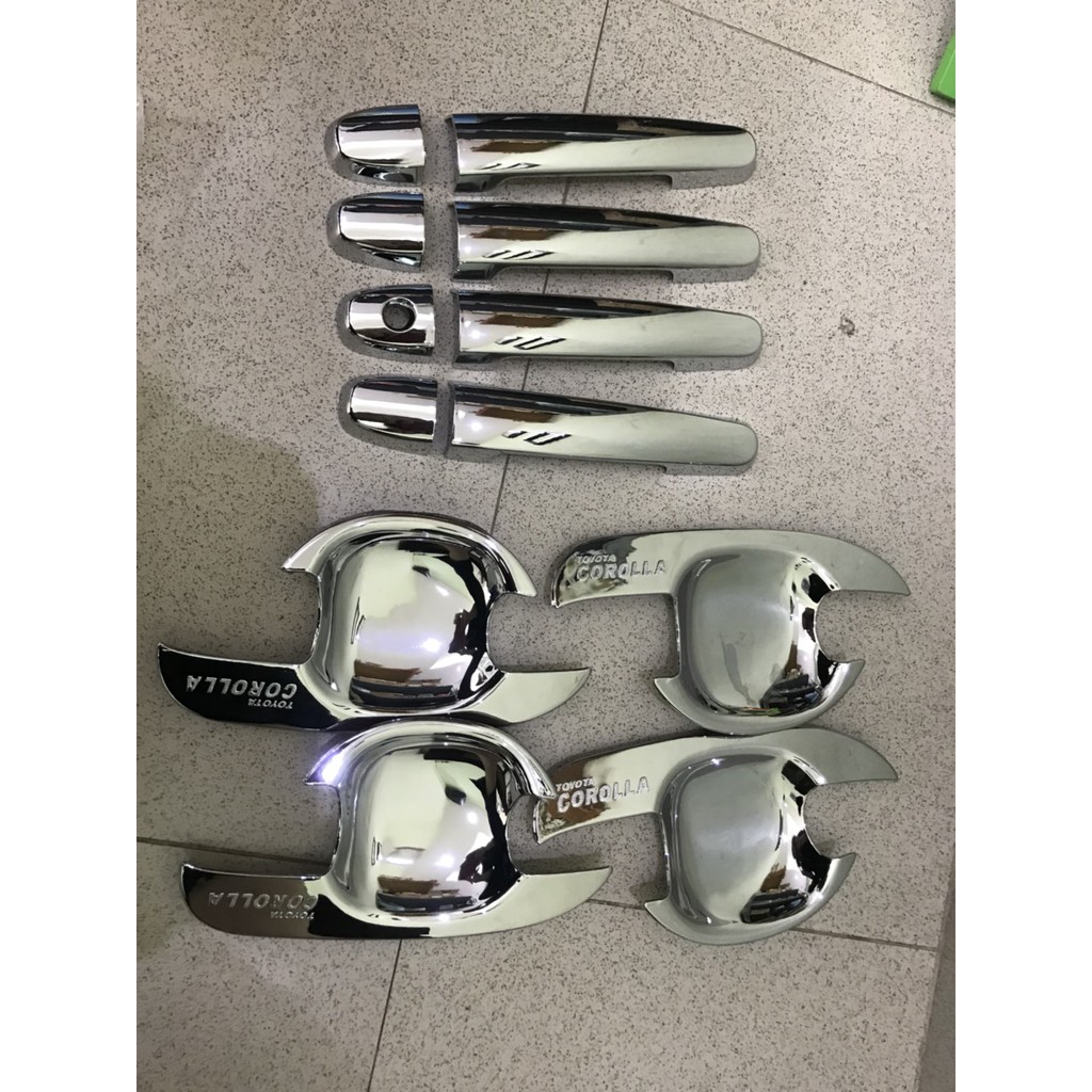Bộ ốp tay Cửa + hõm Cửa mạ crom xe Toyota Corolla Altis đời 2001 đến 2013