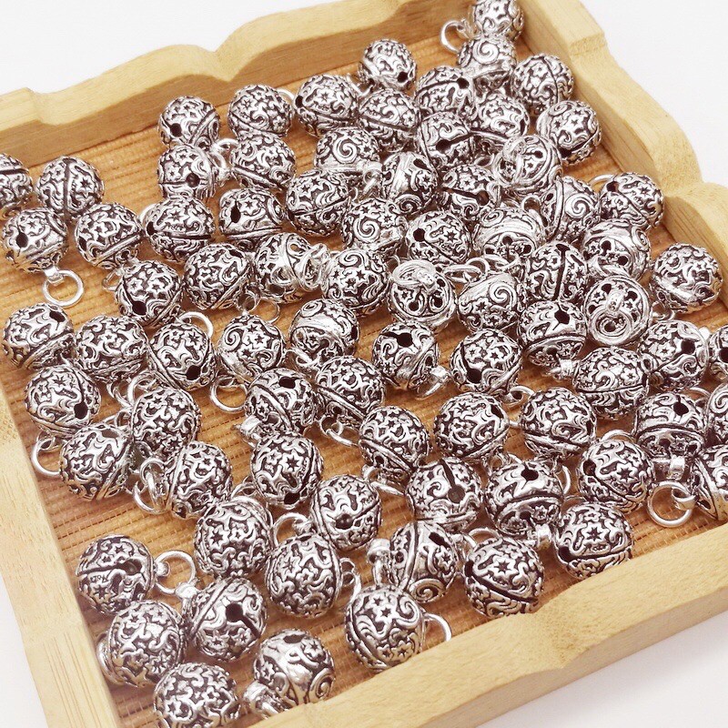 RẺ VÔ ĐỊCH  Charm chuông bạc chuẩn, có kêu - họa tiết siêu đẹp - PH621
