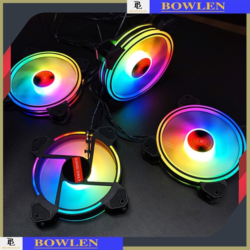 Quạt Fan Led Rgb, Quạt gió Pc, Fan Led Pc RGB Coolmoon M1 - Led RGB Dual Ring - Đồng Bộ Hub Coolmoon