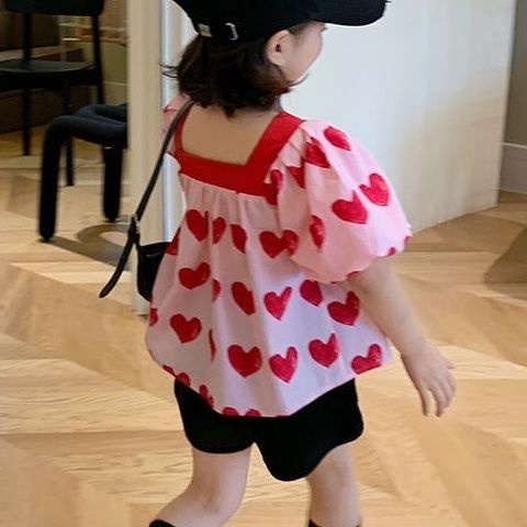 Áo Thun Cotton Cổ Tròn Tay Ngắn Phồng Thoải Mái Thời Trang Mùa Hè Kiểu Pháp Cho Bé Gái