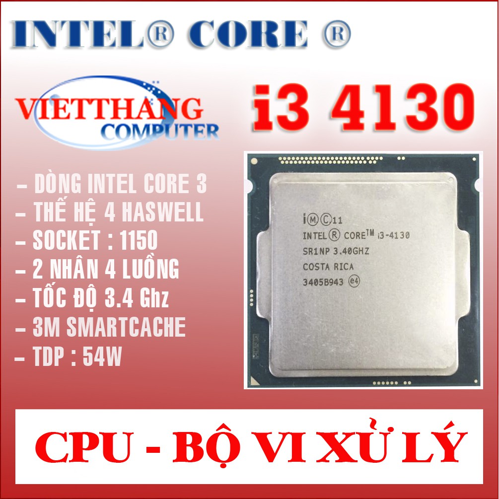 Bộ Vi Xử Lý CPU Core i3 4130 3.4 Ghz Socket 1150 ( Cũ - 2nd ) | WebRaoVat - webraovat.net.vn