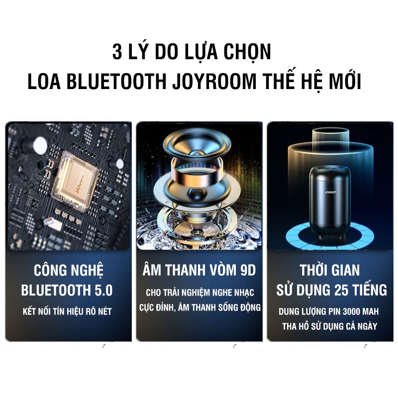 Loa bluetooth âm thanh vòm 9D Joyroom cao cấp công nghệ TWS pin trâu 3000mAh thời gian sử dụng hơn 25 tiếng