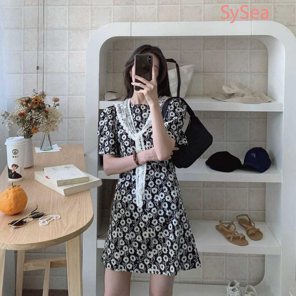 Đầm Nữ In Hoa Kèm Khăn Choàng Phong Cách Retro