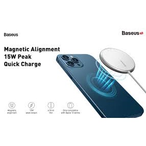 NOWSHIP- SẠC KHÔNG DÂY 15W BASEUS SIMPLE CHO IPHONE 12 CÓ NAM CHÂM