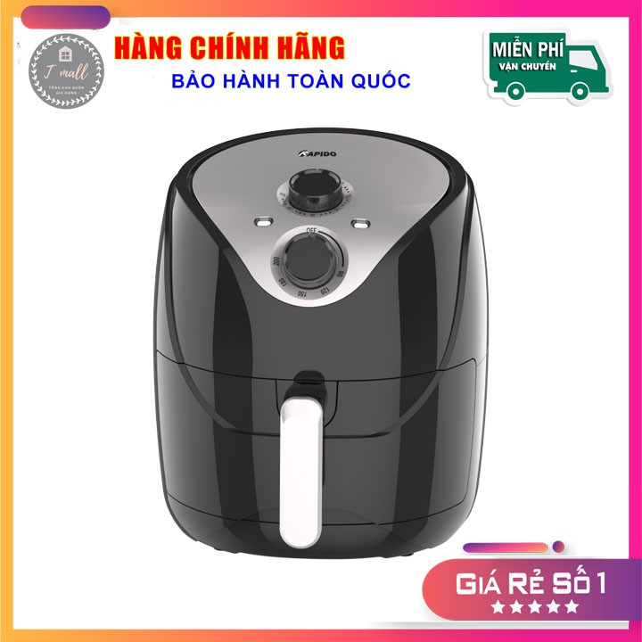 Nồi chiên không dầu RAPIDO RAF5.0M, RAF5.0M2, RAF5.0M3 Công suất 1500W, dung tích 5L - Bảo hành chính hãng 12 tháng